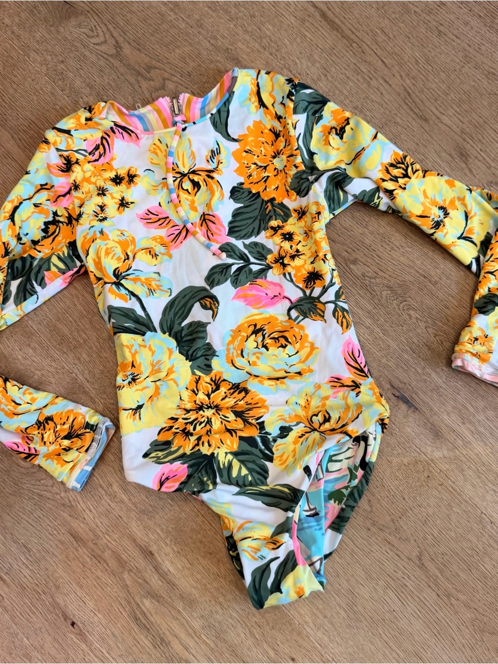 Girls Maaji reversible Floral Long-Sleeve One-Piece Swimsuit
